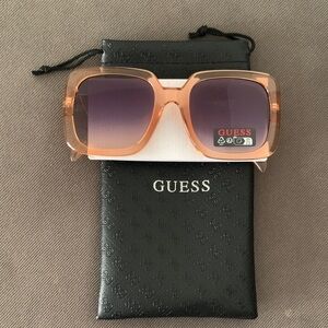 Guess Women's Sunglasses with Purple Lenses and Tan Frames